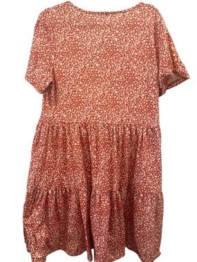 Arolina Women’s Tiered Short Sleeve Mini Dress Red/White Dots Size Large